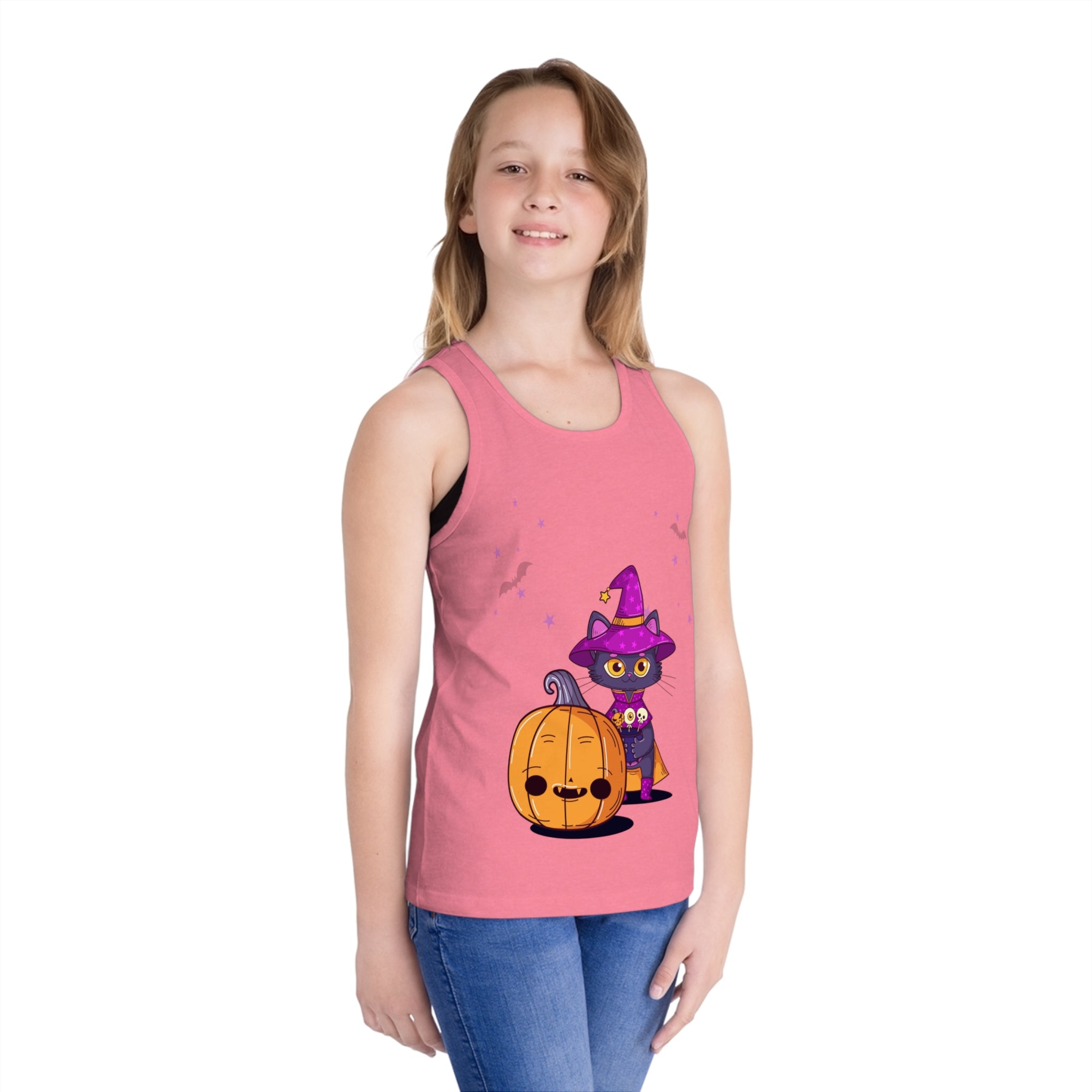 Happy Halloween with Witch Cats | Kid's Jersey Tank Top